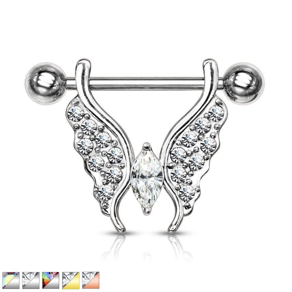Marquise Butterfly Nipple Dangle 14G 12mm-My Body Piercing Jewellery