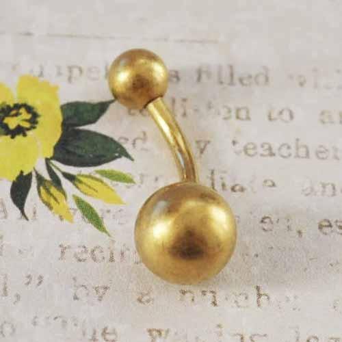 Matt Gold IP Belly Bar 16G 14G-My Body Piercing Jewellery