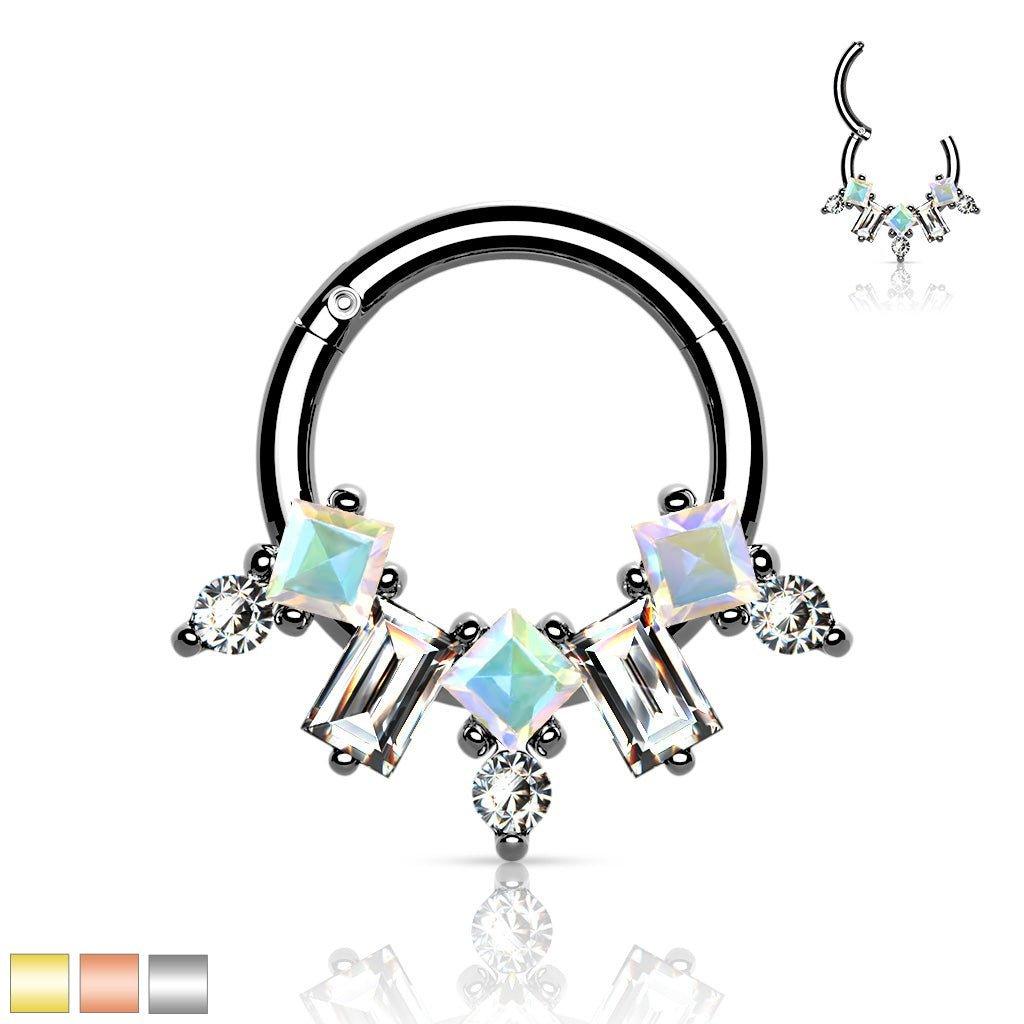 Multi Gem Hinged Ring 16G 8mm-My Body Piercing Jewellery