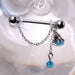 Dragon Claw Orb Nipple Cuff – 316L Stainless Steel Nipple Shield with Aqua Orb and Chained Bead on a white background