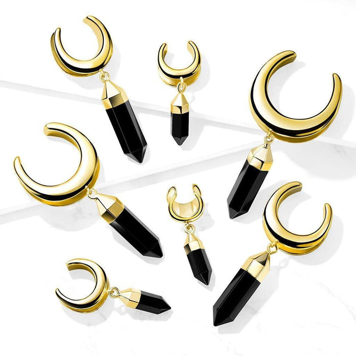 Onyx Dangle Saddle Spreader PAIR 10-25mm-My Body Piercing Jewellery