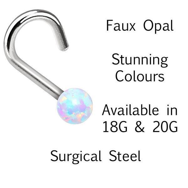 Opal Ball Nose Screw 20G 18G-My Body Piercing Jewellery