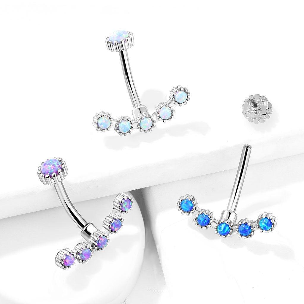 Opal Curve Belly Bar 14G-My Body Piercing Jewellery