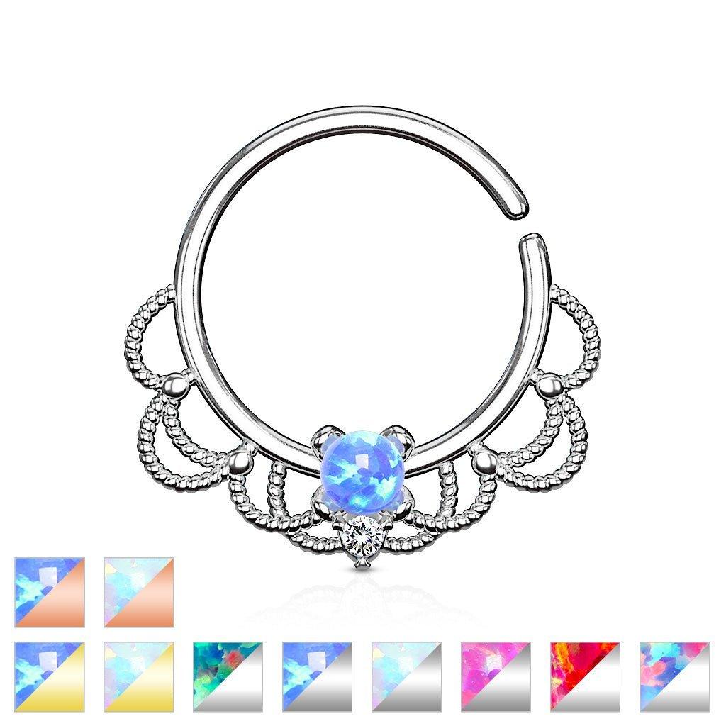 Opal Filigree Ring 16G-My Body Piercing Jewellery