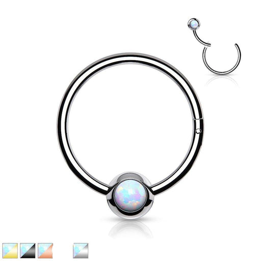Opal Hinged Ring 18G 16G-My Body Piercing Jewellery