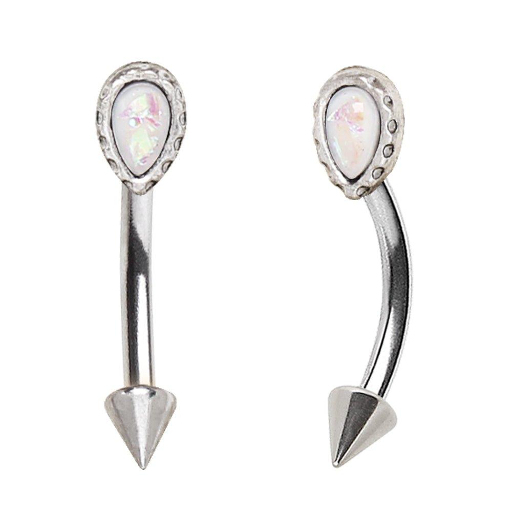 Opal Teardrop Spike Curve 16G-My Body Piercing Jewellery