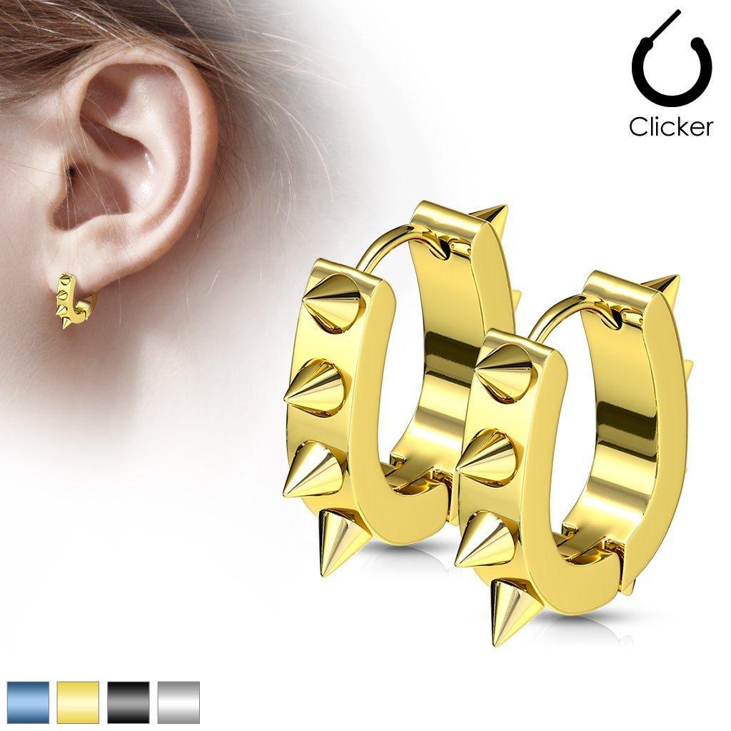 Oval Spike Huggies Earrings Pair-My Body Piercing Jewellery