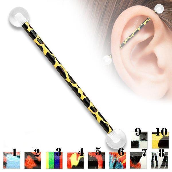 Pattern Print Industrial Bar 14G 38mm-My Body Piercing Jewellery
