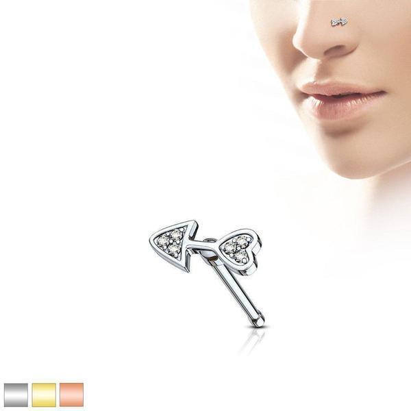 Paved Arrow Nose Bone 20G-My Body Piercing Jewellery