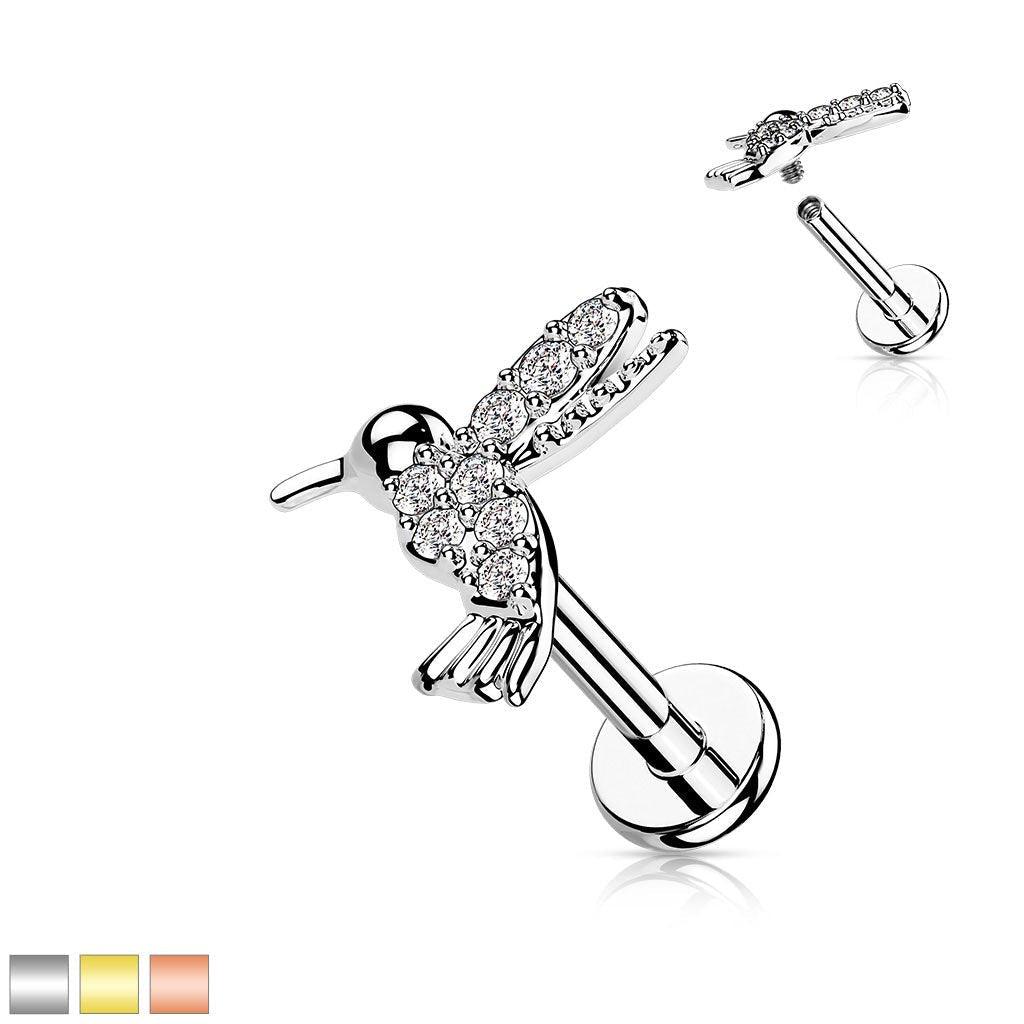 Paved Hummingbird I.T. Labret 16G-My Body Piercing Jewellery