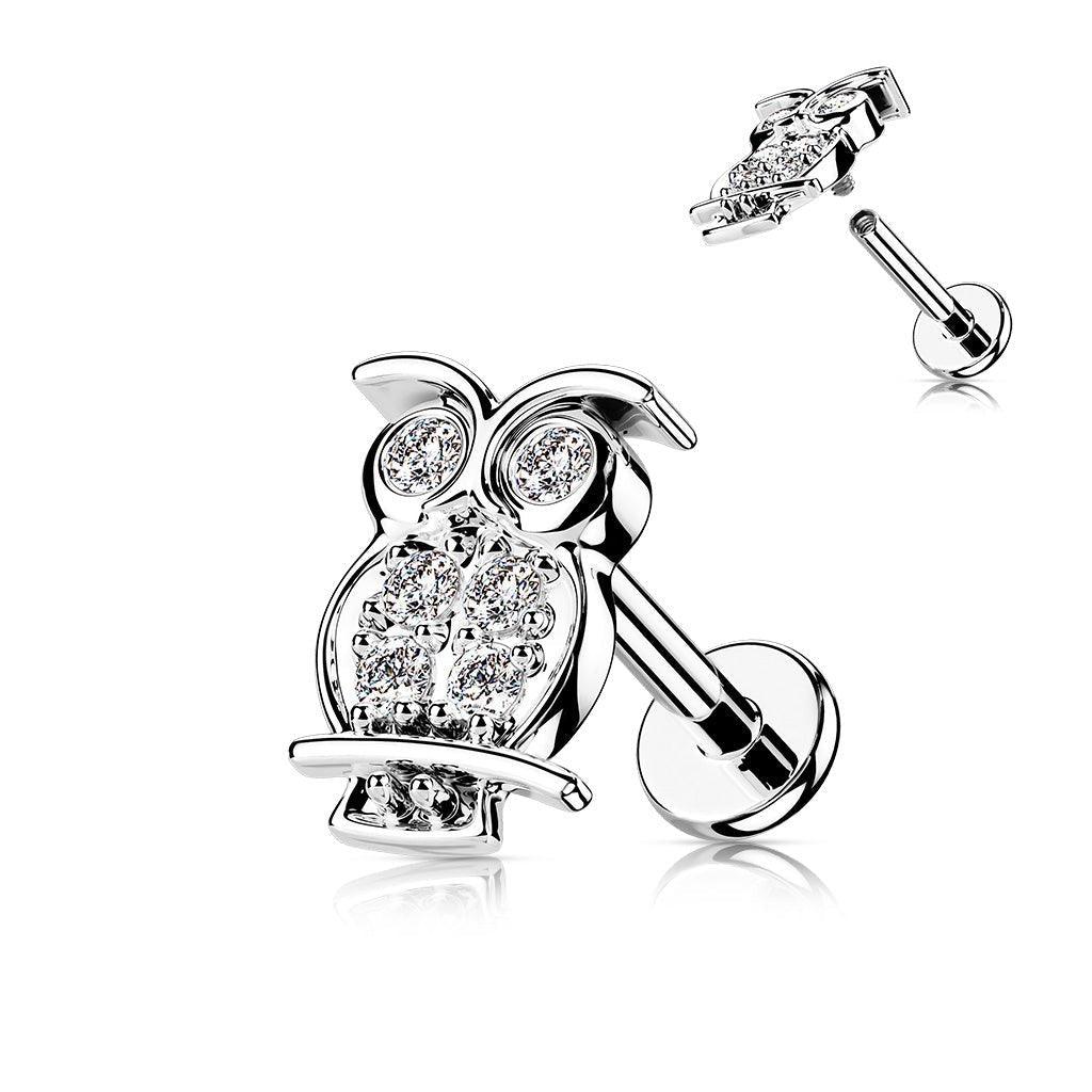 Paved Owl I.T. Labret 16G-My Body Piercing Jewellery