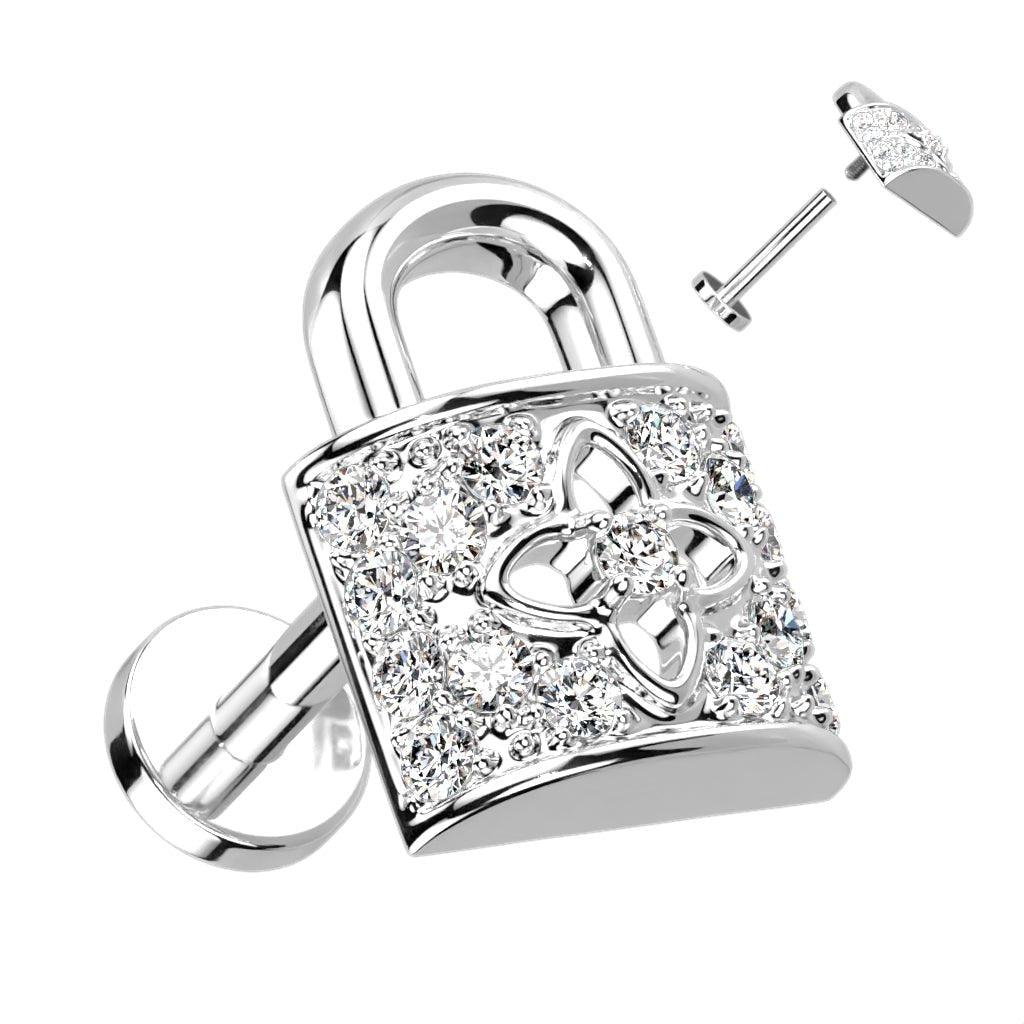 Paved Padlock I.T. Labret 16G-My Body Piercing Jewellery
