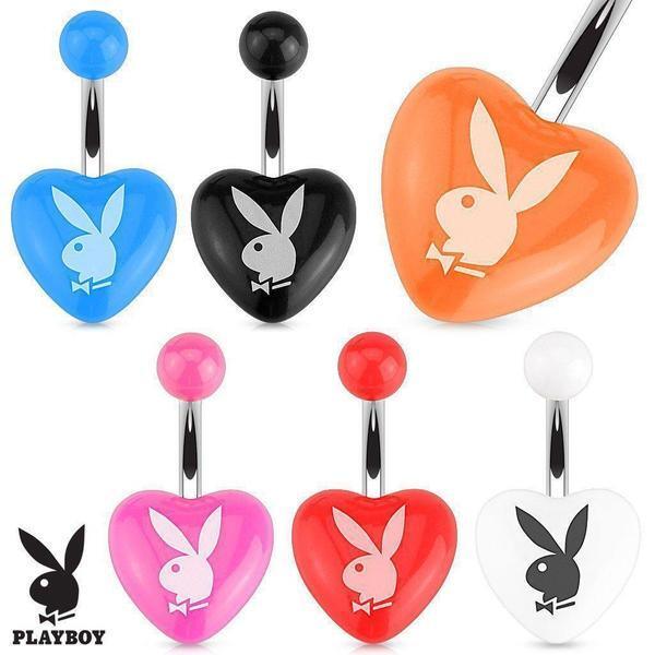 Playboy Heart Belly Bar 14G-My Body Piercing Jewellery