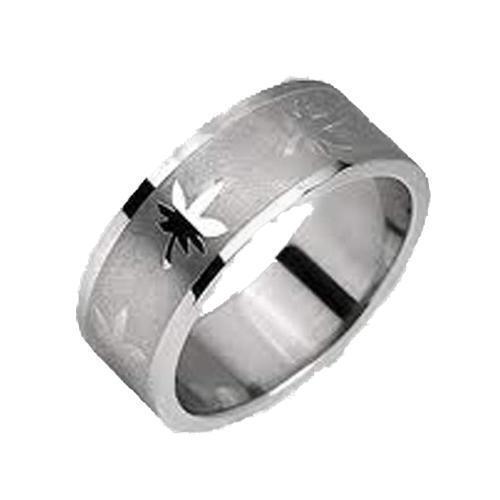 Pot Leaf Engraved Ring-My Body Piercing Jewellery