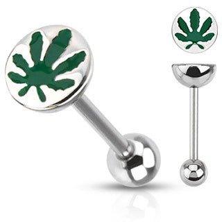 Pot Leaf Tongue Bar-My Body Piercing Jewellery