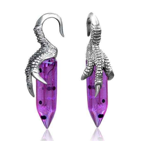Purple Crystal Dragon Claw Hanger PAIR-My Body Piercing Jewellery