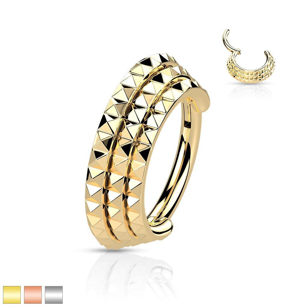 Pyramid Cut Hinged Ring 16G 8mm-My Body Piercing Jewellery