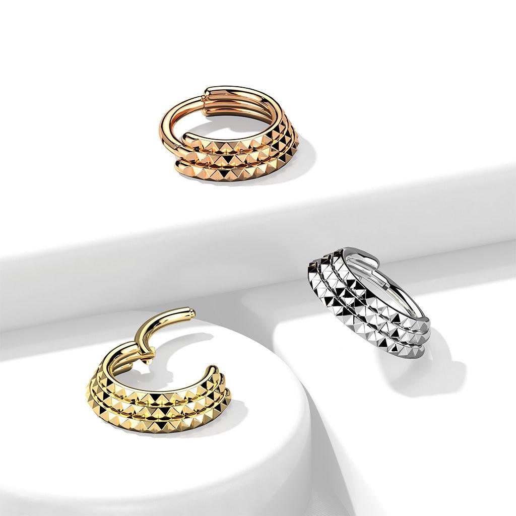 Pyramid Cut Hinged Ring 16G 8mm-My Body Piercing Jewellery