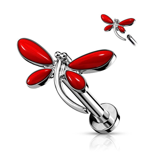Red Dragonfly I.T. Labret 16G-My Body Piercing Jewellery