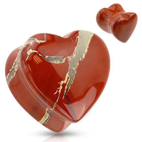 Red Jasper Stone Heart Plug 6mm-16mm-My Body Piercing Jewellery
