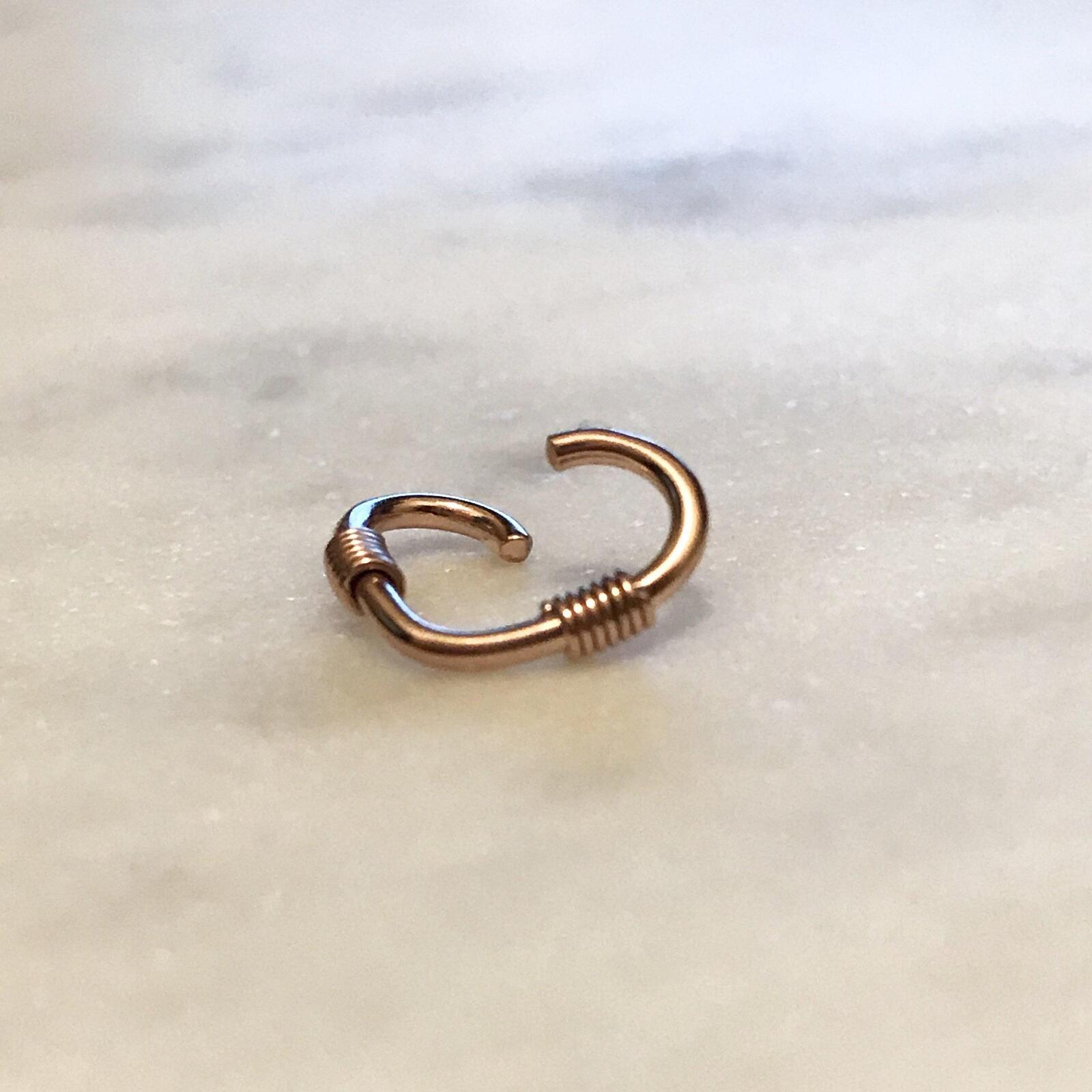 Rose Gold Double Coil Heart Ring 16G-My Body Piercing Jewellery
