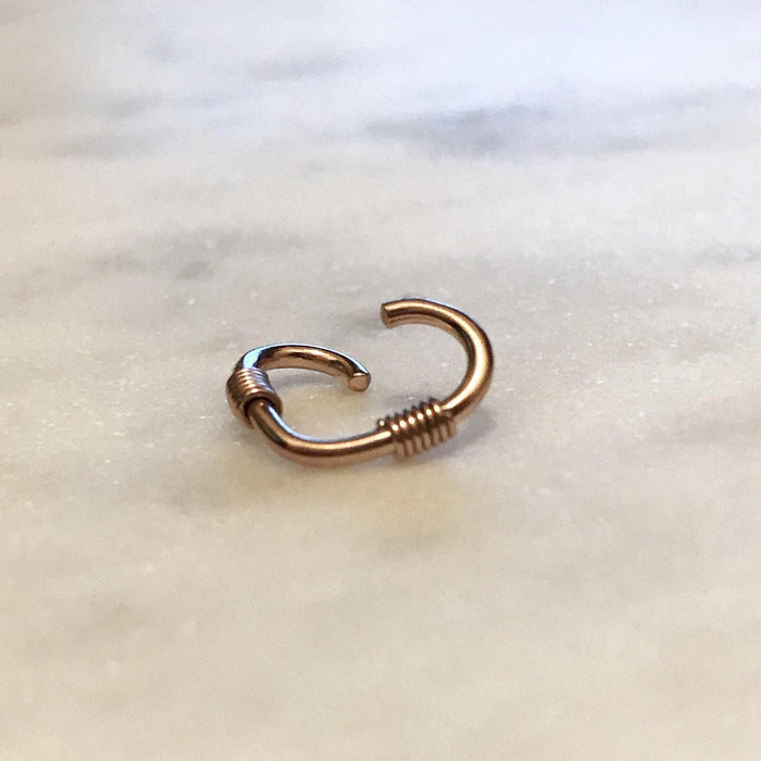 Rose Gold Double Coil Heart Ring 16G-My Body Piercing Jewellery