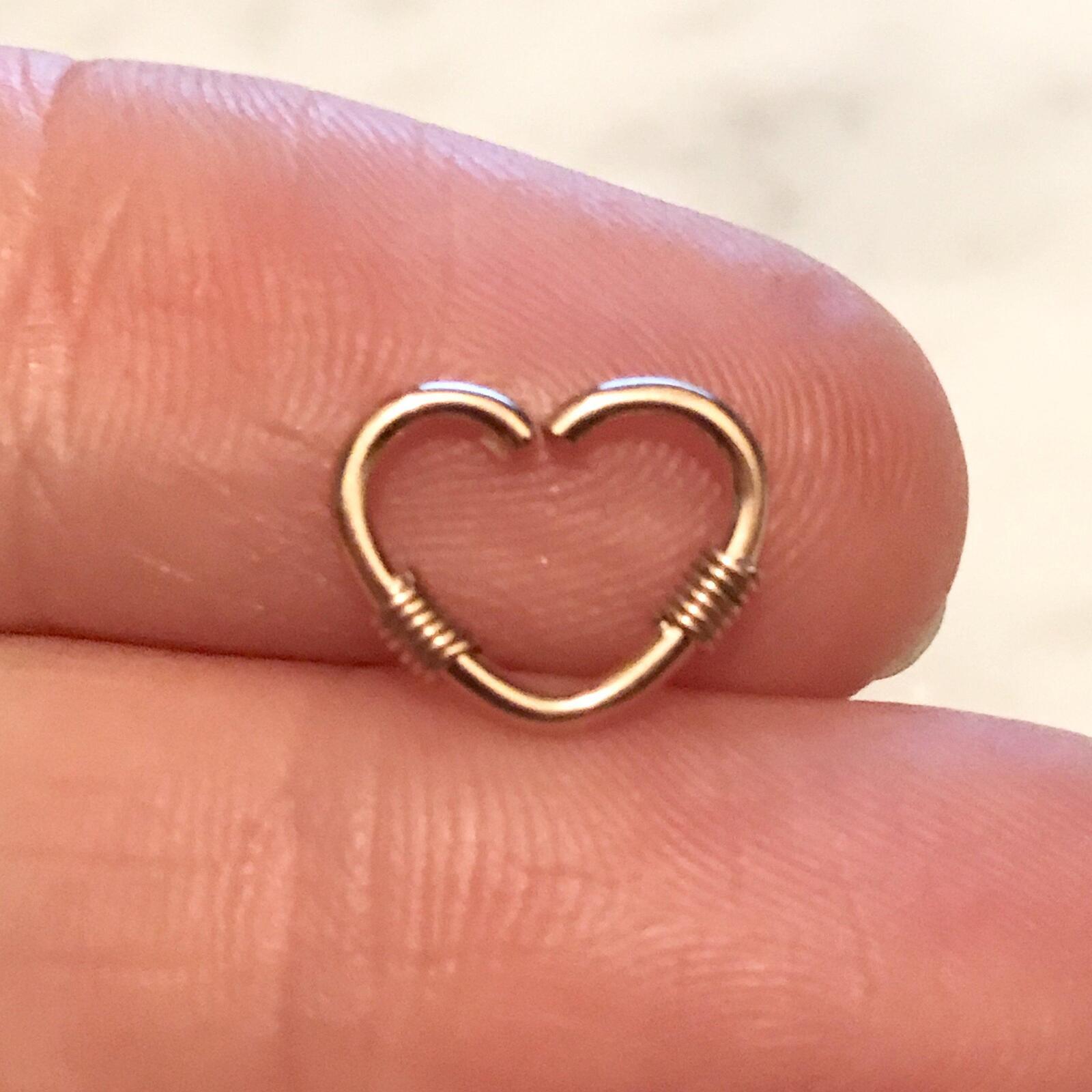 Rose Gold Double Coil Heart Ring 16G-My Body Piercing Jewellery