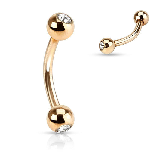 Rose Gold Gem Curve 16G 14G-My Body Piercing Jewellery