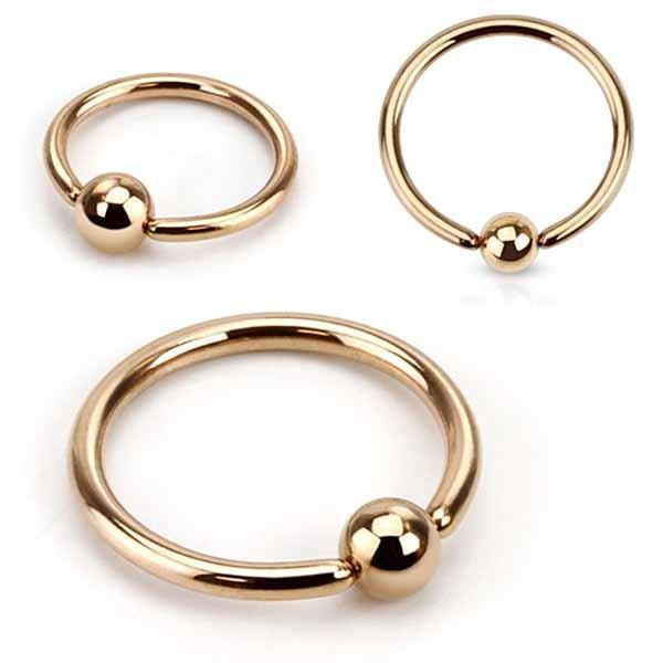 Rose Gold IP Captive Ring 20G 18G 16G 14G-My Body Piercing Jewellery