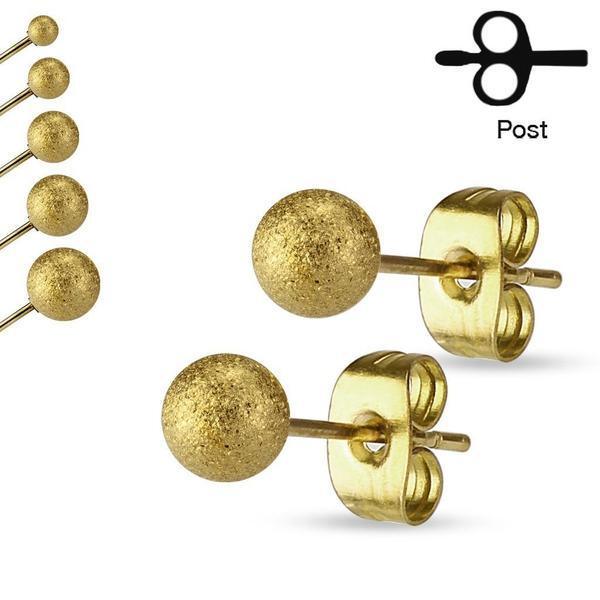 Body Jewelry - Sand Blasted Ball Earrings Pair