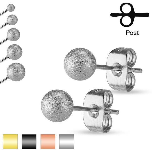 Body Jewelry - Sand Blasted Ball Earrings Pair