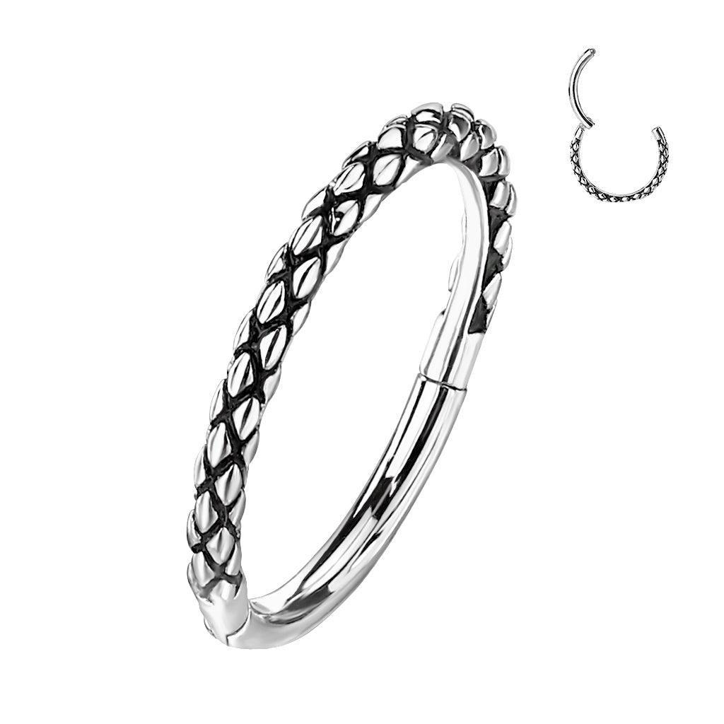 Body Jewelry - Scales Single Row Hinged Ring 18G 16G