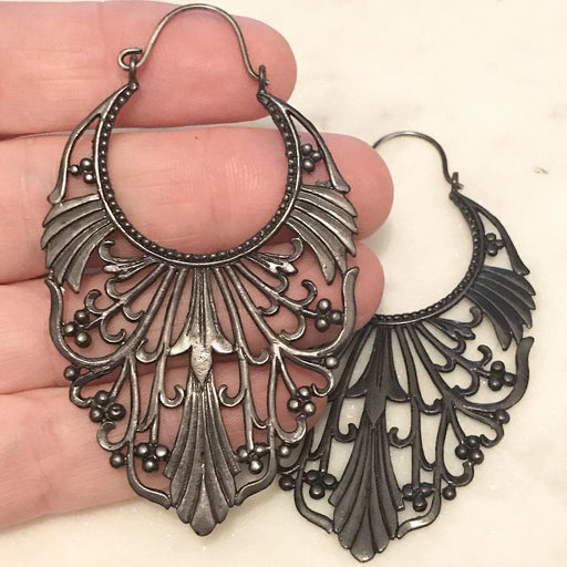 Body Jewelry - Scalloped Earring PAIR Large Black