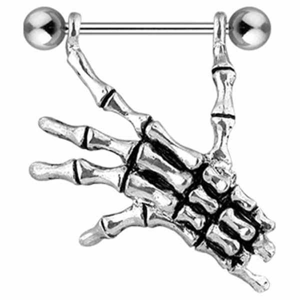 Body Jewelry - Skeleton Hand Nipple Dangle 14G (Single)