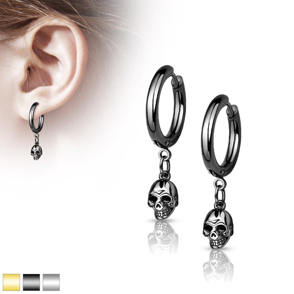 Body Jewelry - Skull Dangle Huggies Earrings Pair
