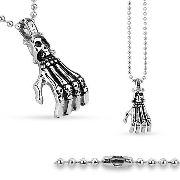 Body Jewelry - Skull Skeleton Hand Pendant And Chain