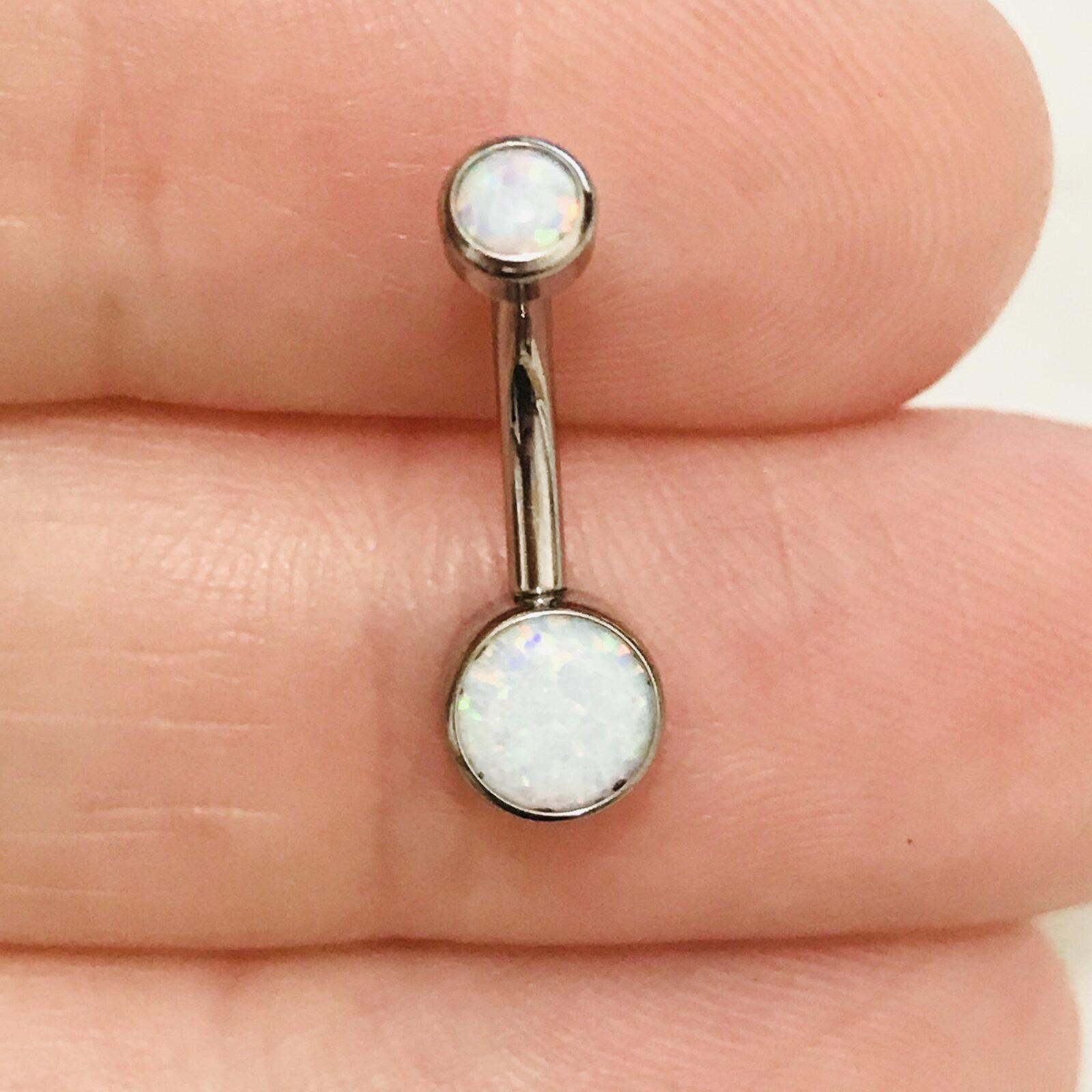 Body Jewelry - Titanium Double Opal Belly Bar 14G