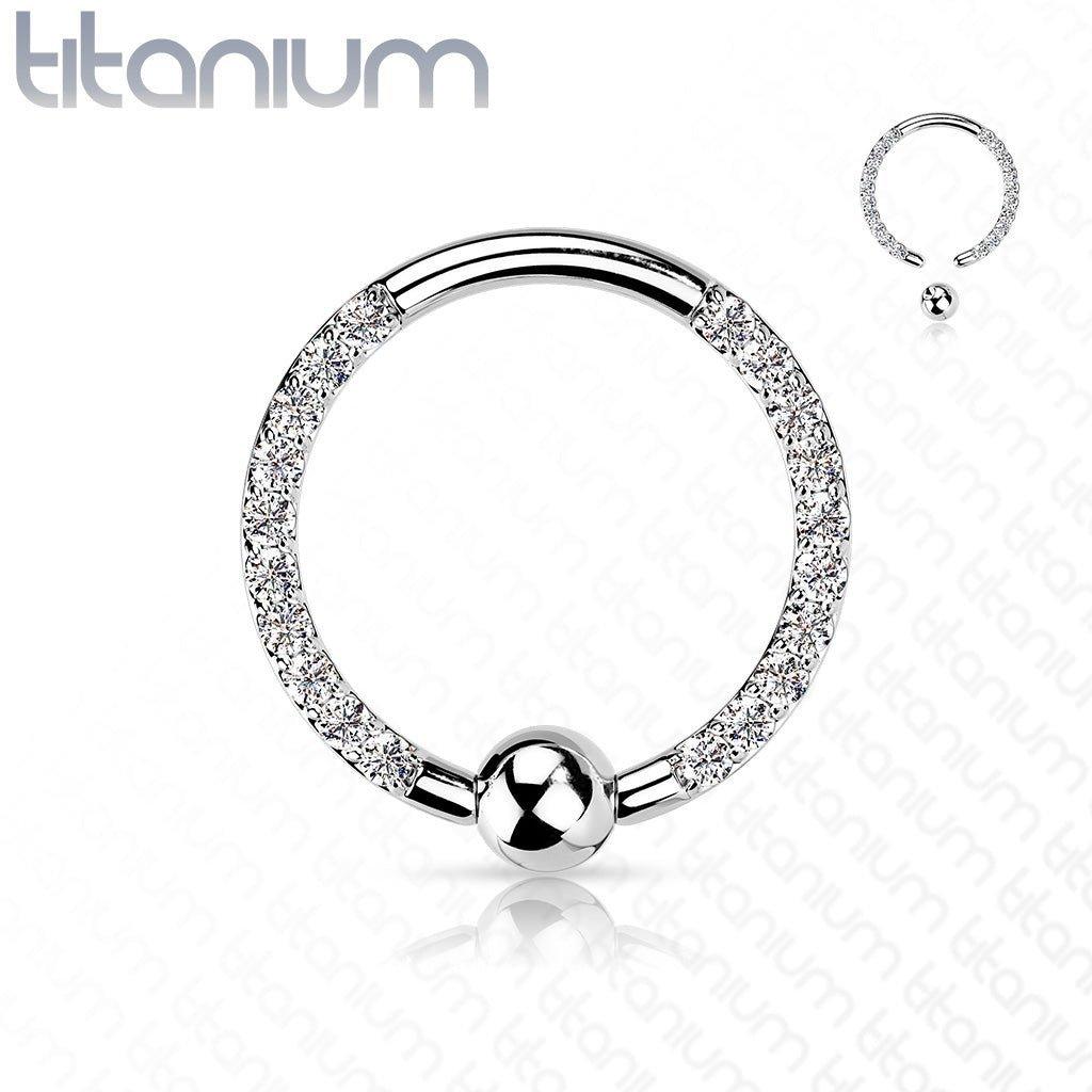 Body Jewelry - Titanium Forward Paved Captive Ring 16G