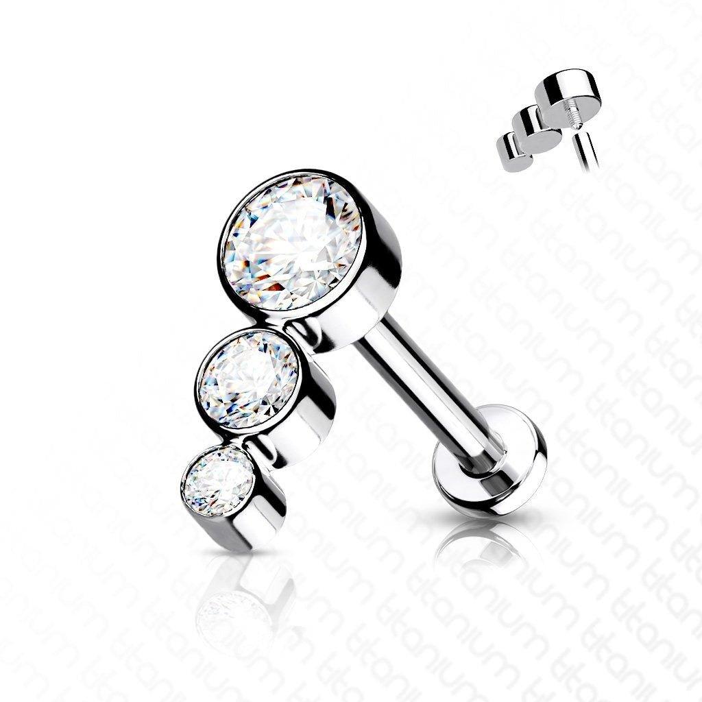 Body Jewelry - Titanium Gem Flow Labret 16G