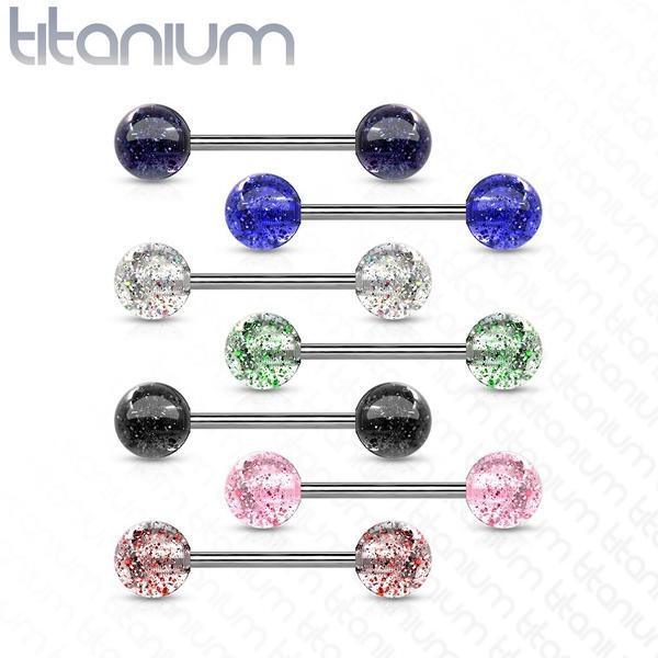 Body Jewelry - Titanium Glitter Barbell 14G