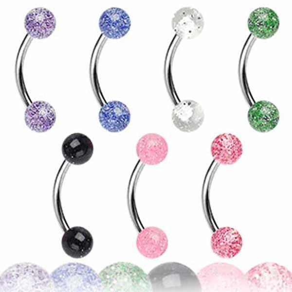 Body Jewelry - Titanium Glitter Curve 16G