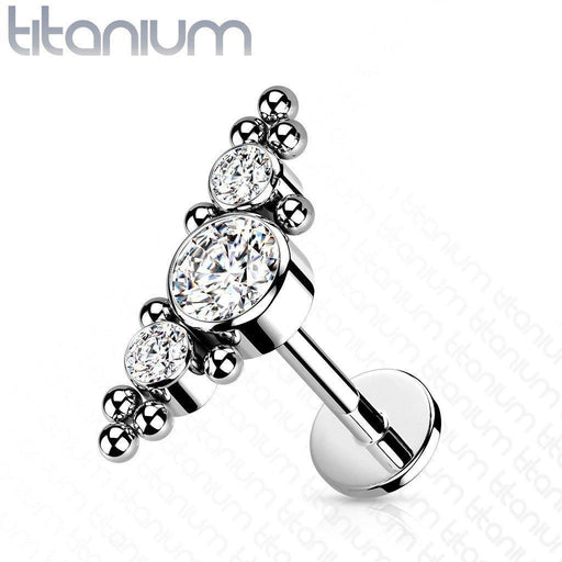 Body Jewelry - Titanium I.T. Gem Bead Cluster Labret 16G