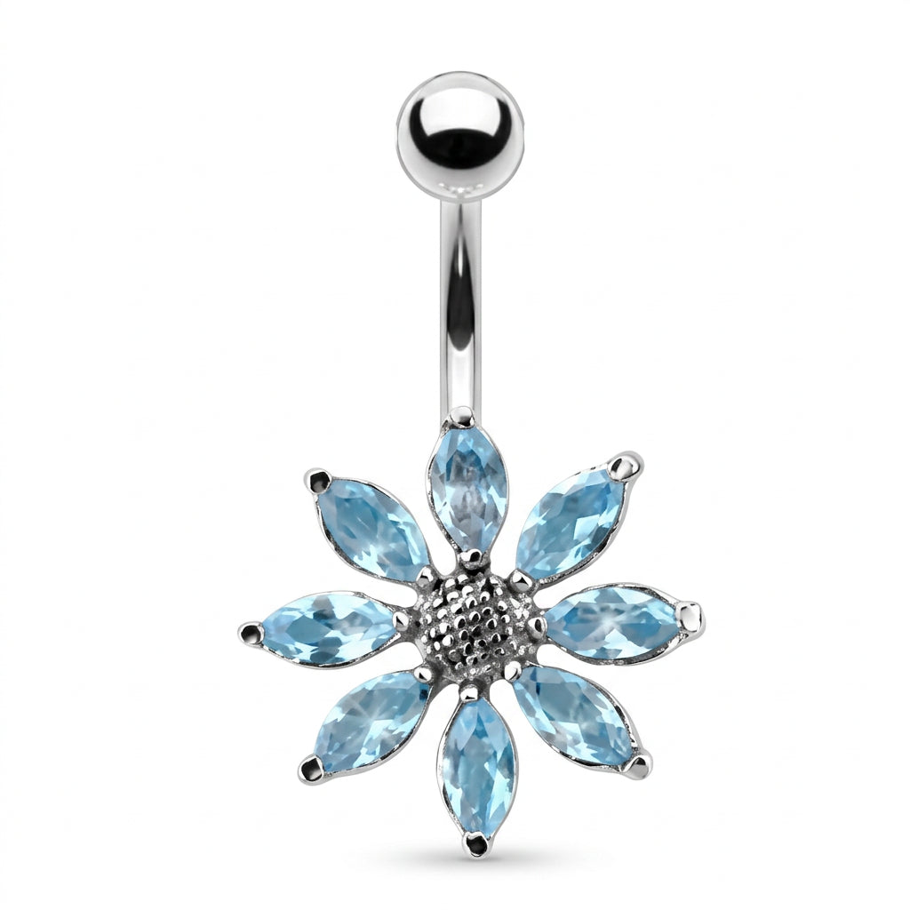 Body Jewelry - Titanium Large Flower Belly Bar 14G