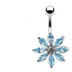 Body Jewelry - Titanium Large Flower Belly Bar 14G