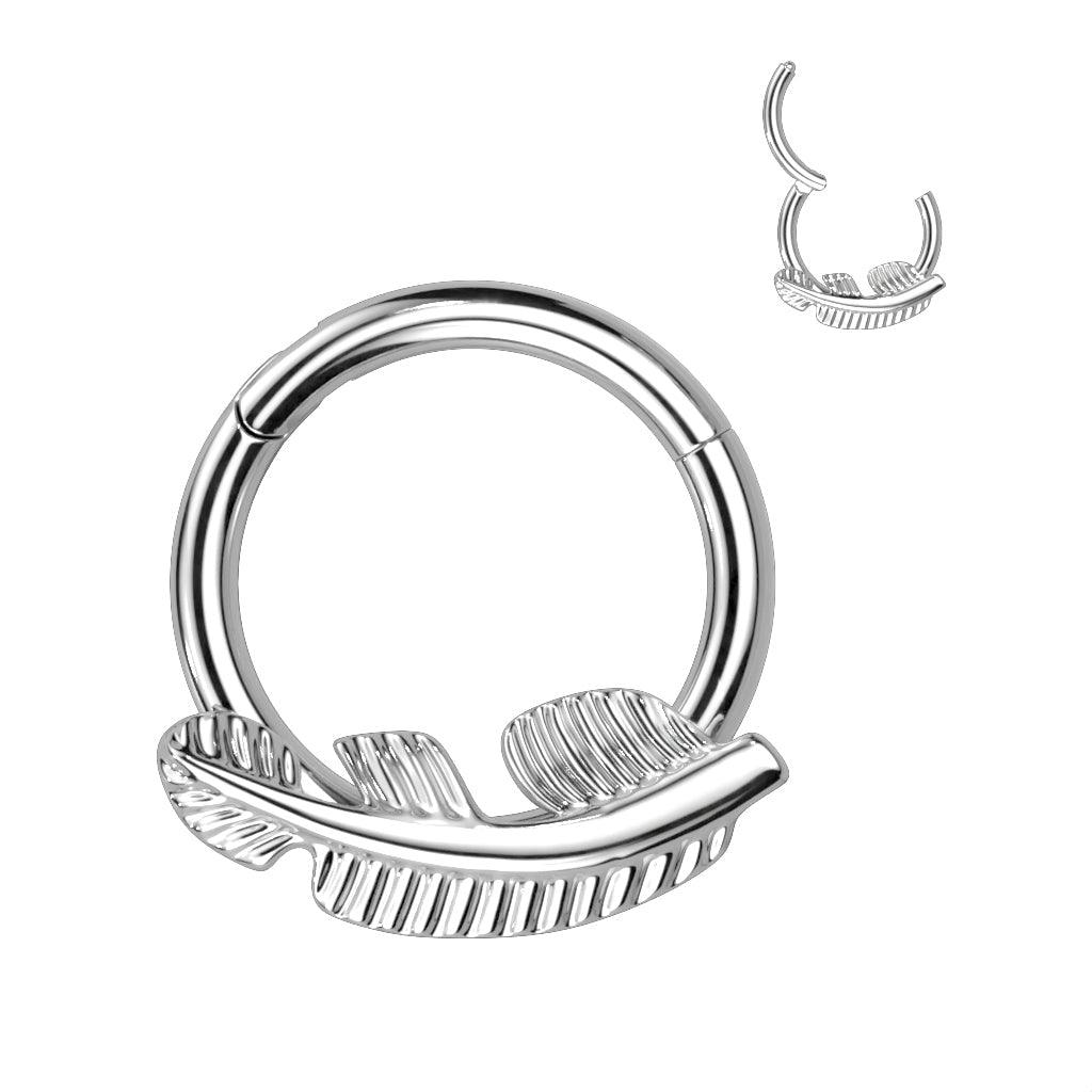 Body Jewelry - Titanium Leaf Hinged Ring 16G