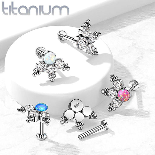 Body Jewelry - Titanium Multi Gem Cluster Labret 16G