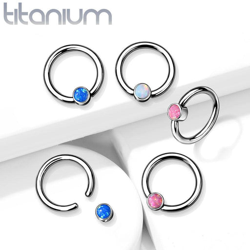 Body Jewelry - Titanium Opal Captive Ring 16G
