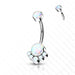 Body Jewelry - Titanium Opal Cluster Belly Bar 14G