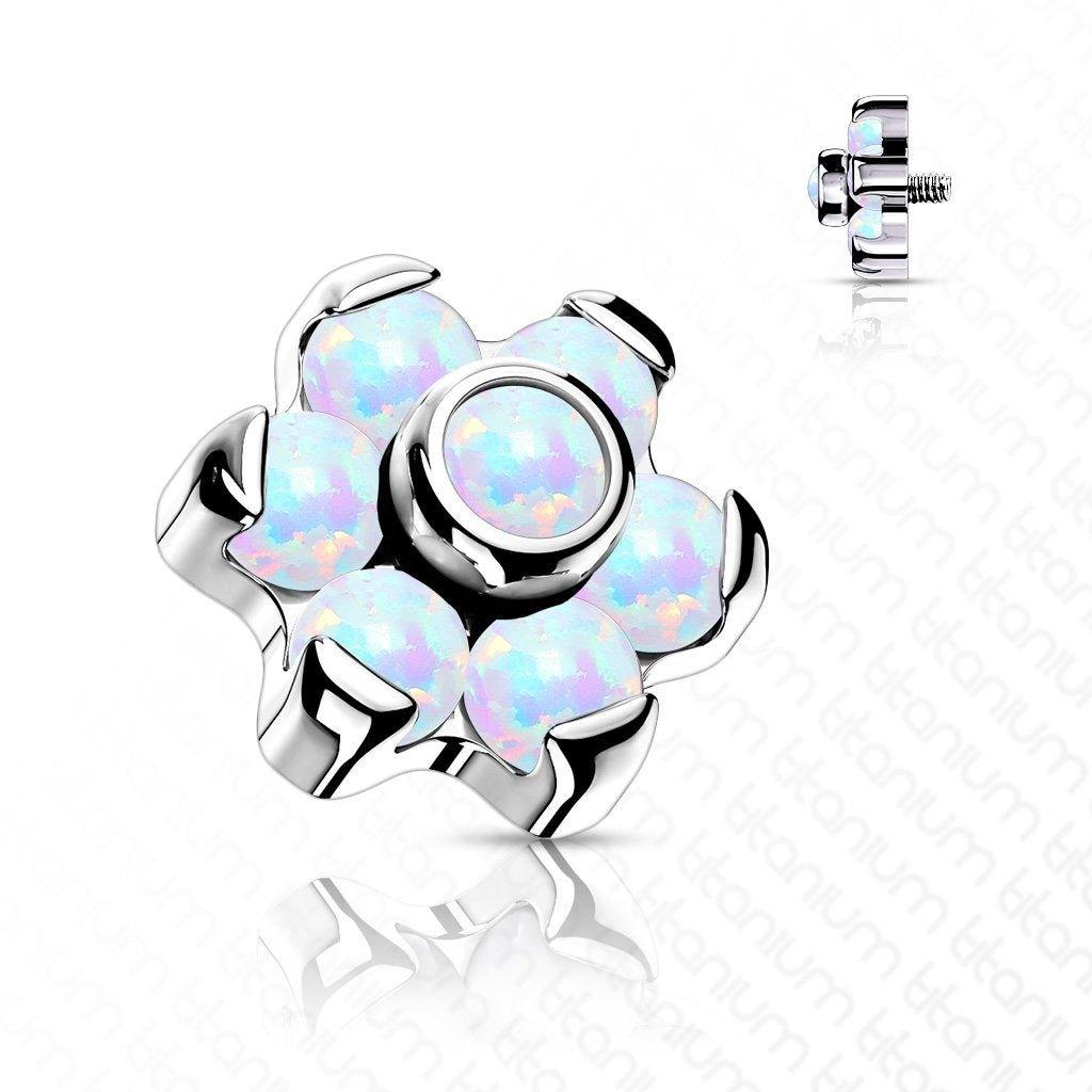 Body Jewelry - Titanium Opal Flower Dermal Top 14G