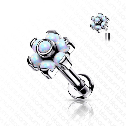 Body Jewelry - Titanium Opal Flower Labret 16G